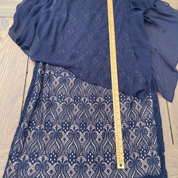 Connected Apparel Plus size dress shiffin overlay navy 20 W - Picture 4 of 8